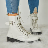 Buckle Combat Leather Boots